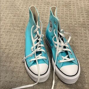 Platform Converse High-Top Sneakers in Turquoise